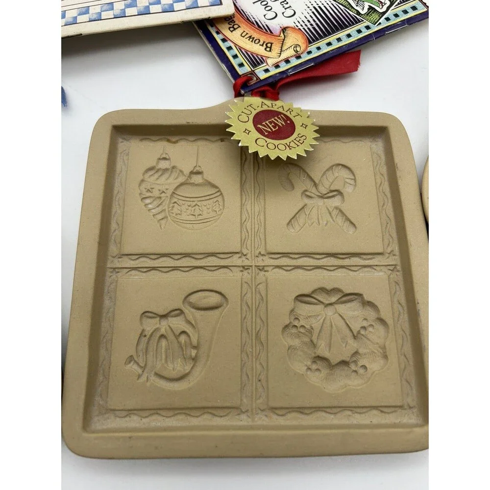 3-Brown Bag Cookie Art and Craft Molds 1983, 1989 and 1997 Christmas Molds
